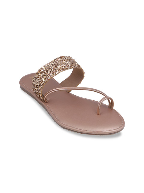 

pelle albero Women Rose Gold Solid One Toe Flats