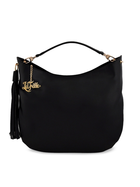 

LaFille Black Solid Hobo Bag