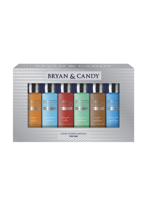 

BRYAN & CANDY NEW YORK Men 6-Piece Perfumed Shower Gels Play-It Perfect Gift Set, Silver