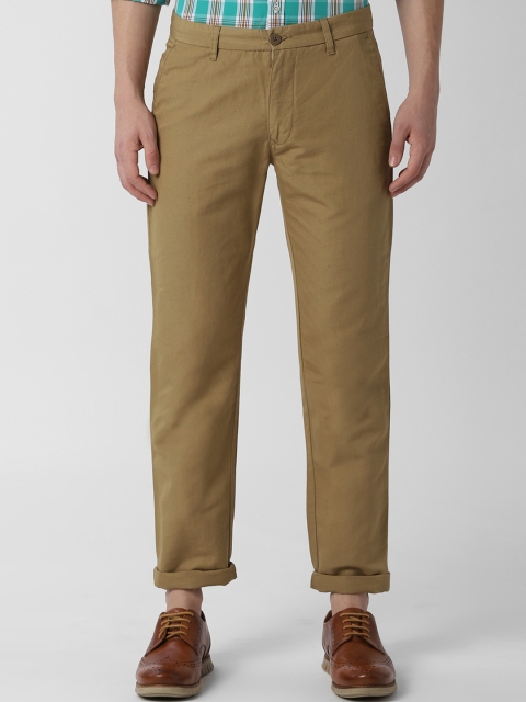 

Peter England Casuals Men Khaki Slim Fit Solid Regular Trousers