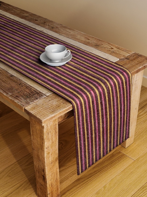 

NEUDIS Yellow & Brown Striped Table Runner