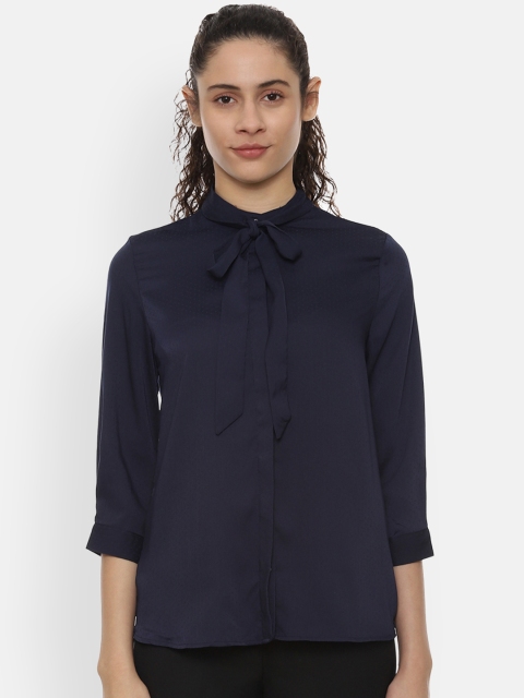 

Van Heusen Woman Navy Blue Regular Fit Solid Casual Shirt