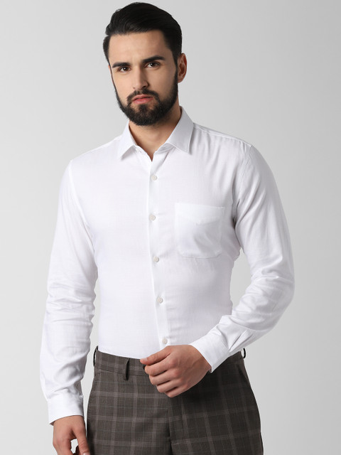 

Peter England Men White Slim Fit Self Design Formal Shirt