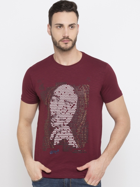 

Status Quo Men Maroon Slim Fit Bob Marley Printed Round Neck Pure Cotton T-shirt
