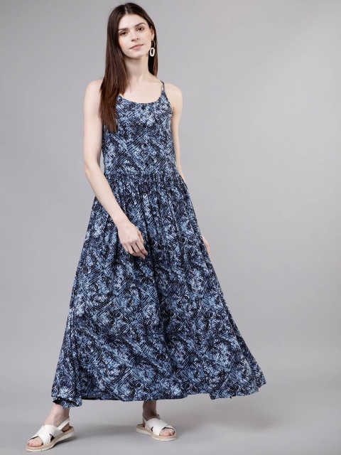 

Tokyo Talkies Women Printed Navy Blue Maxi Dress