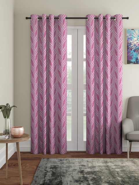 

NEUDIS Pink & Silver-Toned Set of 2 Long Door Curtains