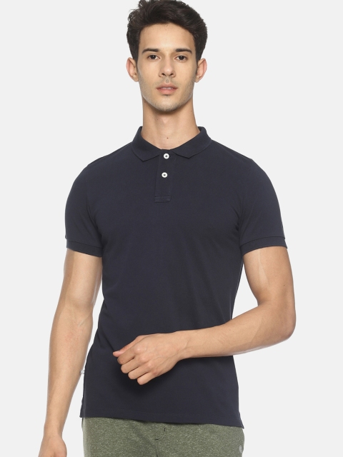 

Soul Space Men Navy Blue Solid Polo Collar Slim Fit T-shirt