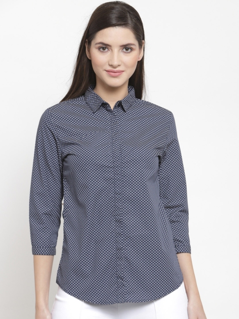 

Hancock Women Blue Smart Regular Fit Printed Formal Shirt
