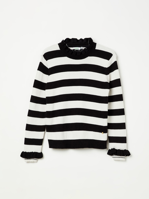Bossini Girls Black & White Striped Sweater
