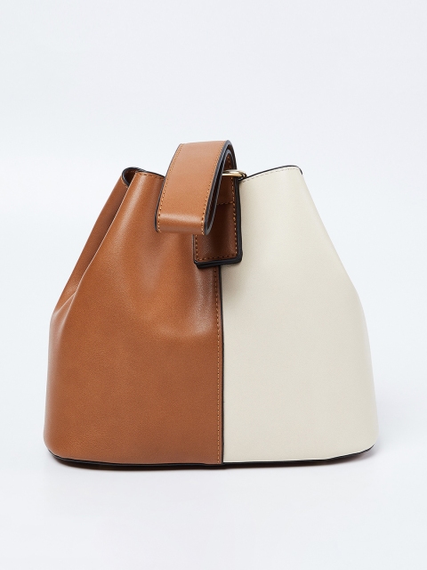 

CODE by Lifestyle Tan & Beige Colourblocked Handheld Bag