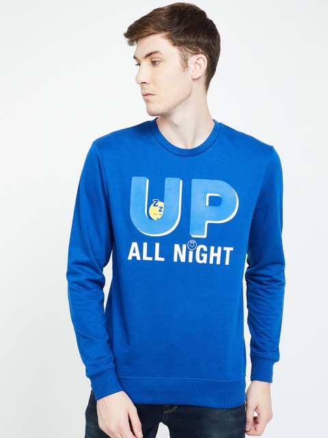 Smiley World Men Navy Blue Printed Sweatshirt
