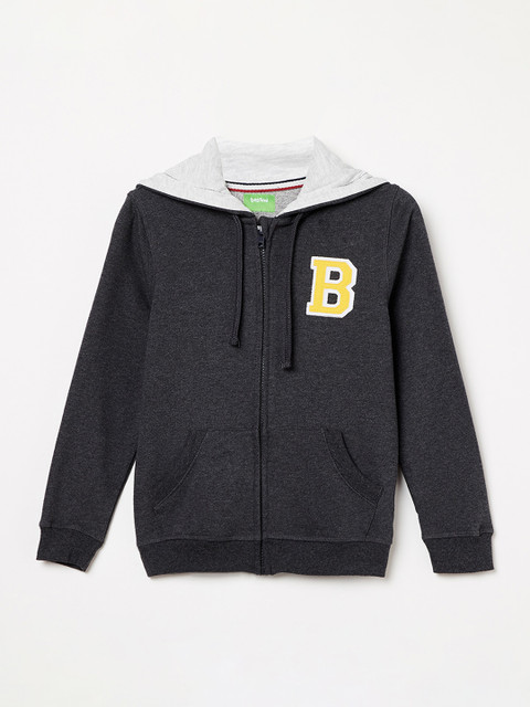 

Bossini Boys Grey Solid Hooded Sweatshirt