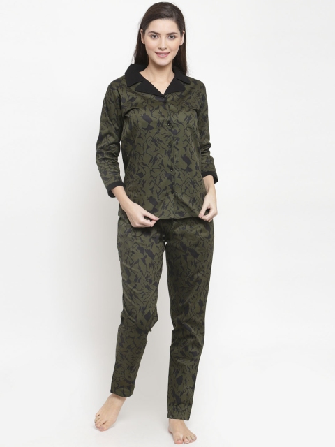 

Claura Women Green & Black Printed Night suit