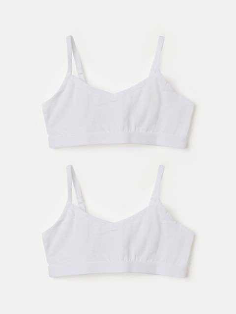 

Fame Forever by Lifestyle Pack of 2 White Solid Non-Wired Non Padded Bralette Bras
