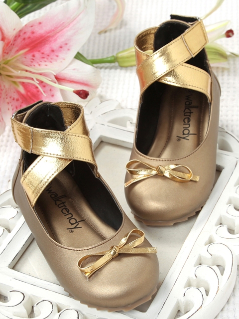 

Walktrendy Girls Muted Gold-Toned Colourblocked Ballerinas