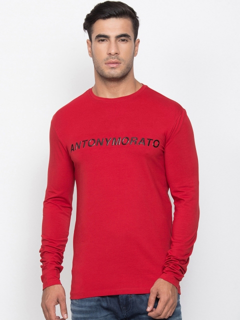 

Antony Morato Men Red Printed Round Neck T-shirt