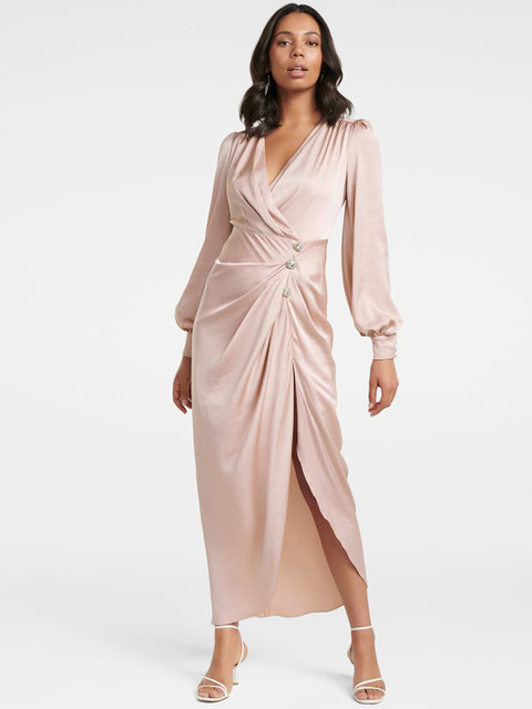 

Forever New Women Solid Pink Maxi Dress