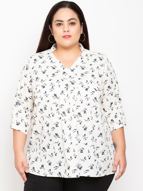 

NuBella Plus Size Women White Floral Print Top