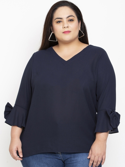 

NuBella Plus Size Women Navy Blue Solid Top