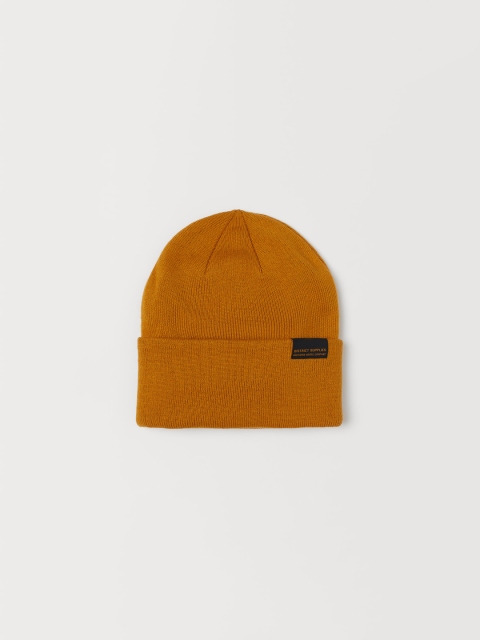 

H&M Men Mustard Orange Solid Fine-knit Sustainable Beanie