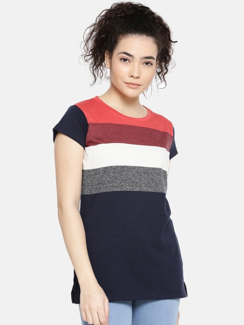 

GOLDSTROMS Women Blue Colourblocked Round Neck T-shirt