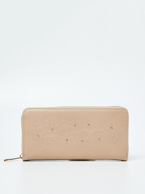 

Ginger by Lifestyle Women Beige Self Design Zip Around Wallet