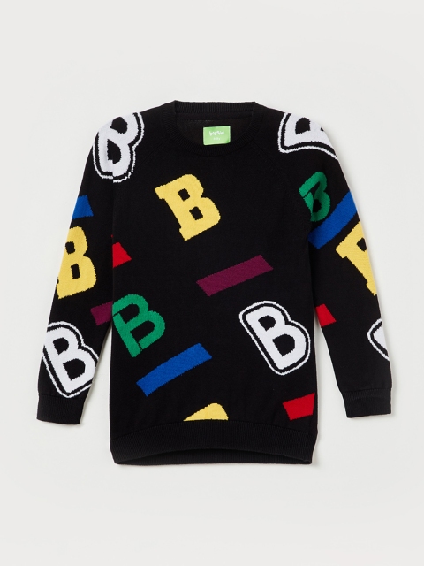 

Bossini Boys Black & Yellow Self Design Sweater