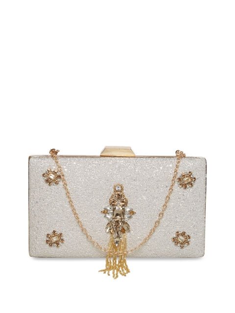 

Tarusa Silver-Toned & Gold-Toned Embellished Embellished Clutch