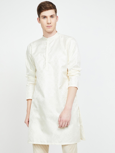 

Melange by Lifestyle Men Off-White Woven Design Straight Kurta