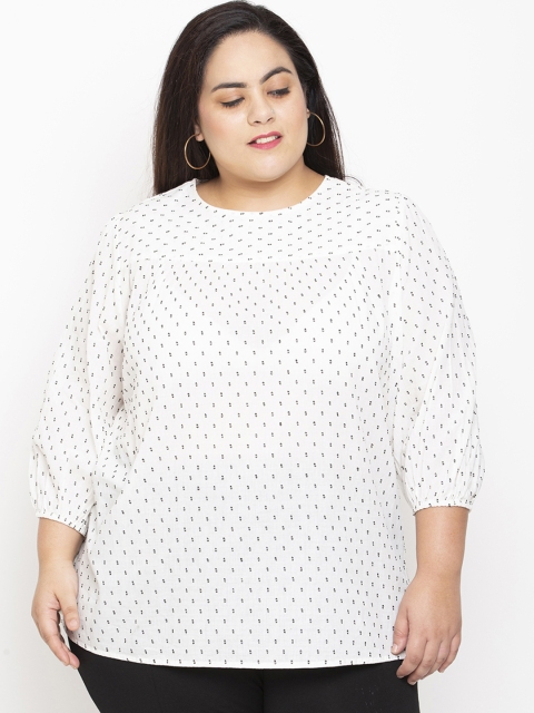 

NuBella Plus Size Women White Printed Top