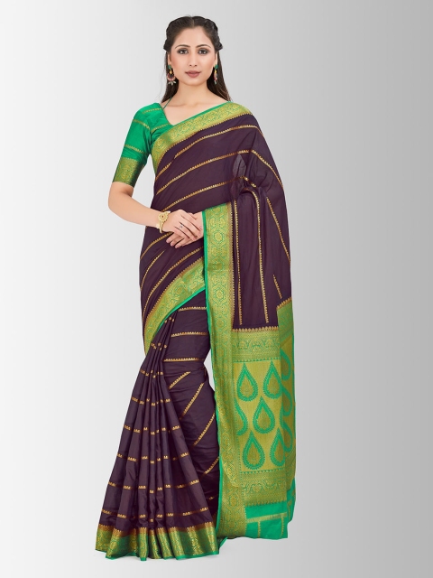 

MIMOSA Purple Poly Crepe Woven Design Mysore Silk Saree