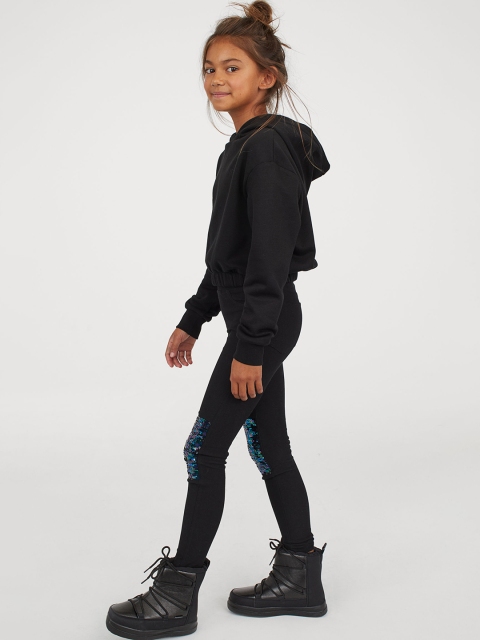 

H&M Girls Black & Blue Printed Treggings