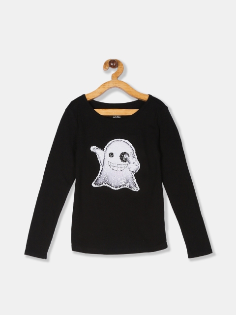 

The Childrens Place Girls Black Printed Top