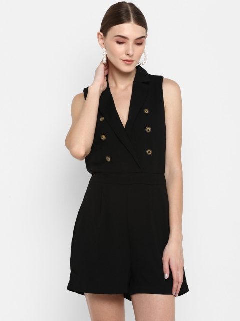 

TRENDY DIVVA Women Black Solid Playsuit