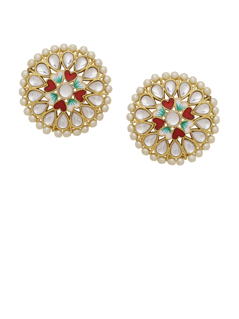 

Silvermerc Designs Gold-Plated & Off-White Handcrafted Circular Studs