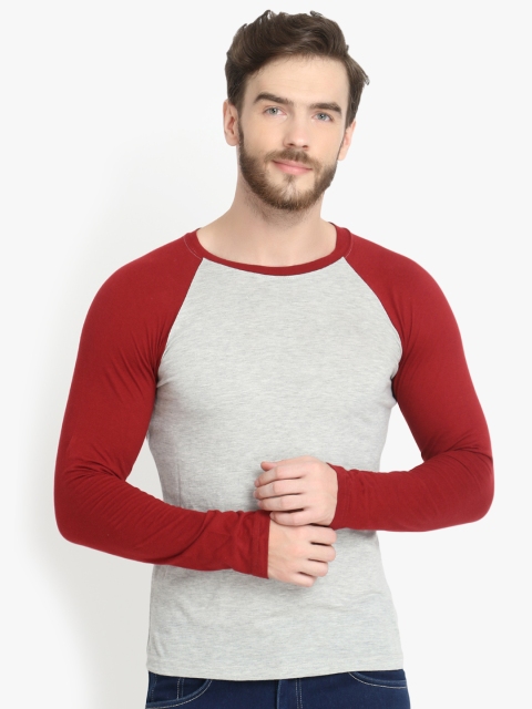 ZALLEN Men Grey Solid Round Neck T-shirt
