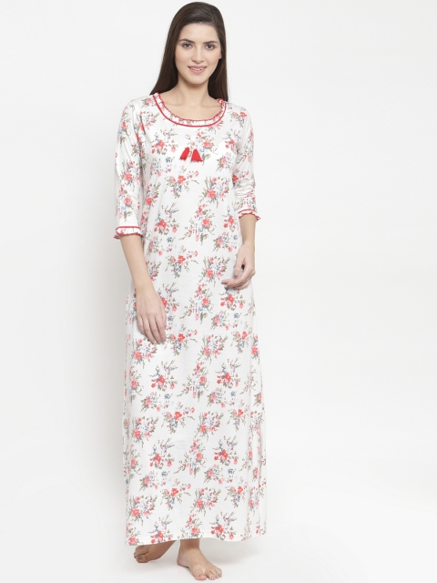 

Claura White & Red Printed Nightdress