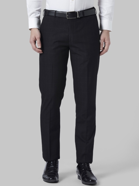 

Park Avenue Men Black Regular Fit Checked Formal Trousers