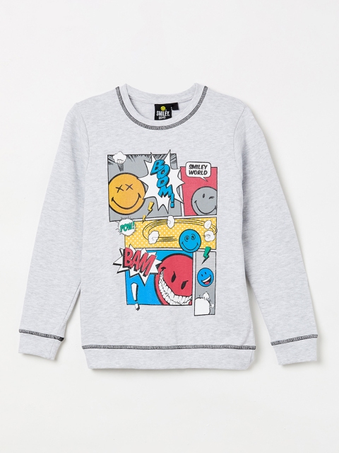 

Smiley World Boys Grey & Orange Printed Sweatshirt