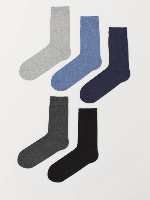 

H&M Men Solid 5-Pack Socks, Blue