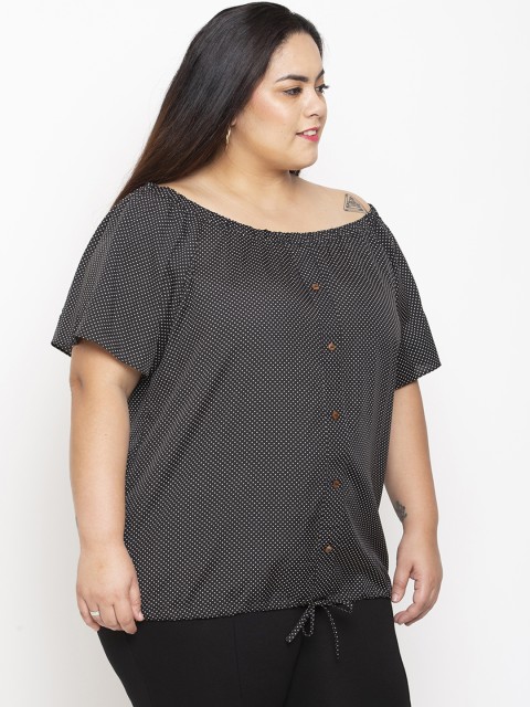 

NuBella Plus Size Women Black Polka Dot Top