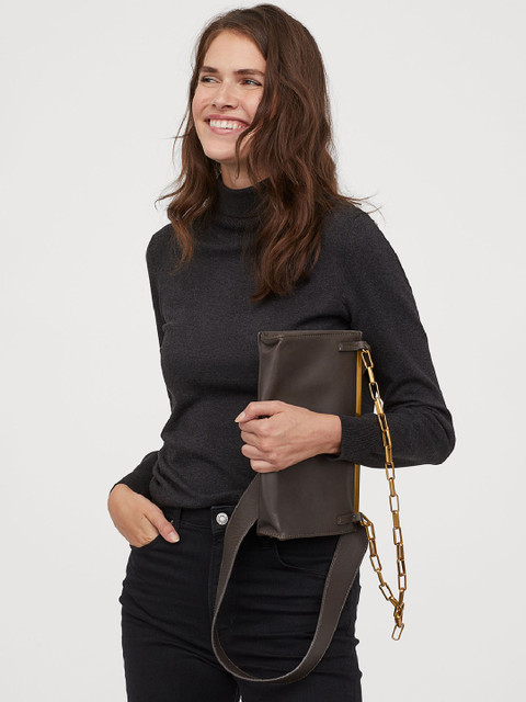 

H&M Fine-Knit Polo-Neck Jumper, Charcoal