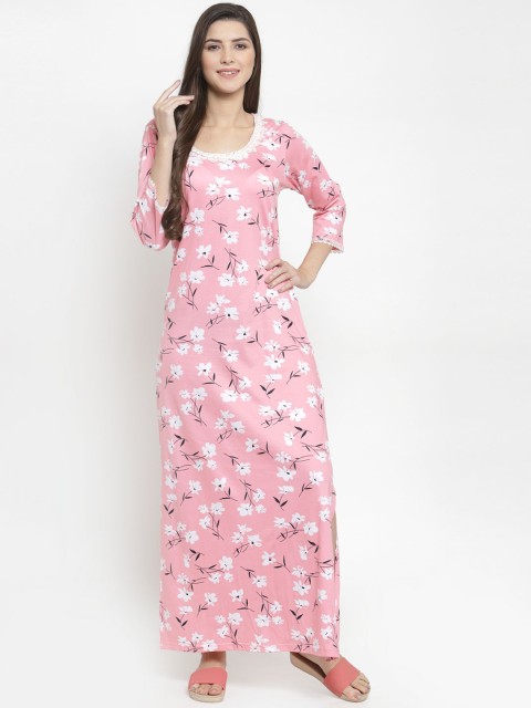 

Claura Pink & White Printed Nightdress