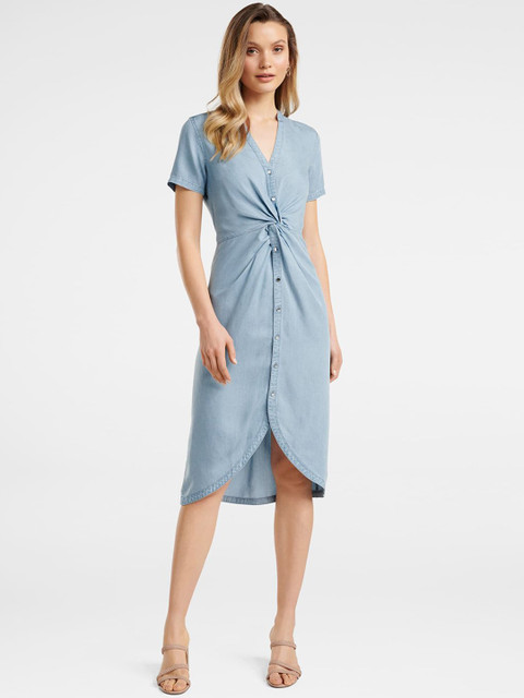 

Forever New Women Solid Blue A-Line Dress