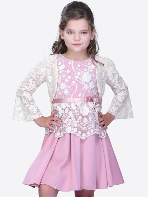

CUTECUMBER Girls Solid Pink A-Line Dress