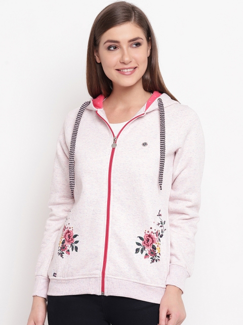 

FABNEST Women Pink Solid Hooded Sweatshirt