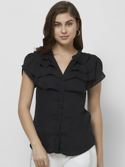 

bebe Women Black Solid Shirt Style Top