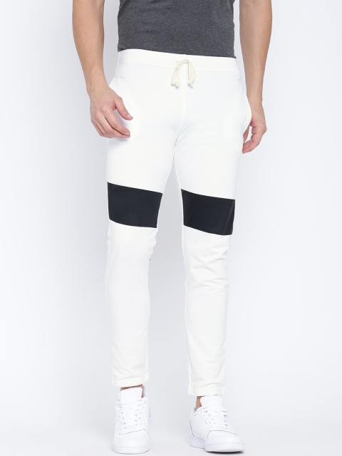 

Hubberholme Men Black & White Colourblocked Straight Fit Trackpants