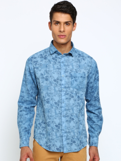 

TED HARBOR Men Blue Slim Fit Printed Casual Shirt
