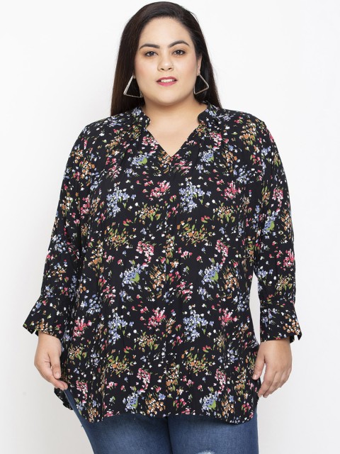 

NuBella Plus Size Women Black Floral Printed Top